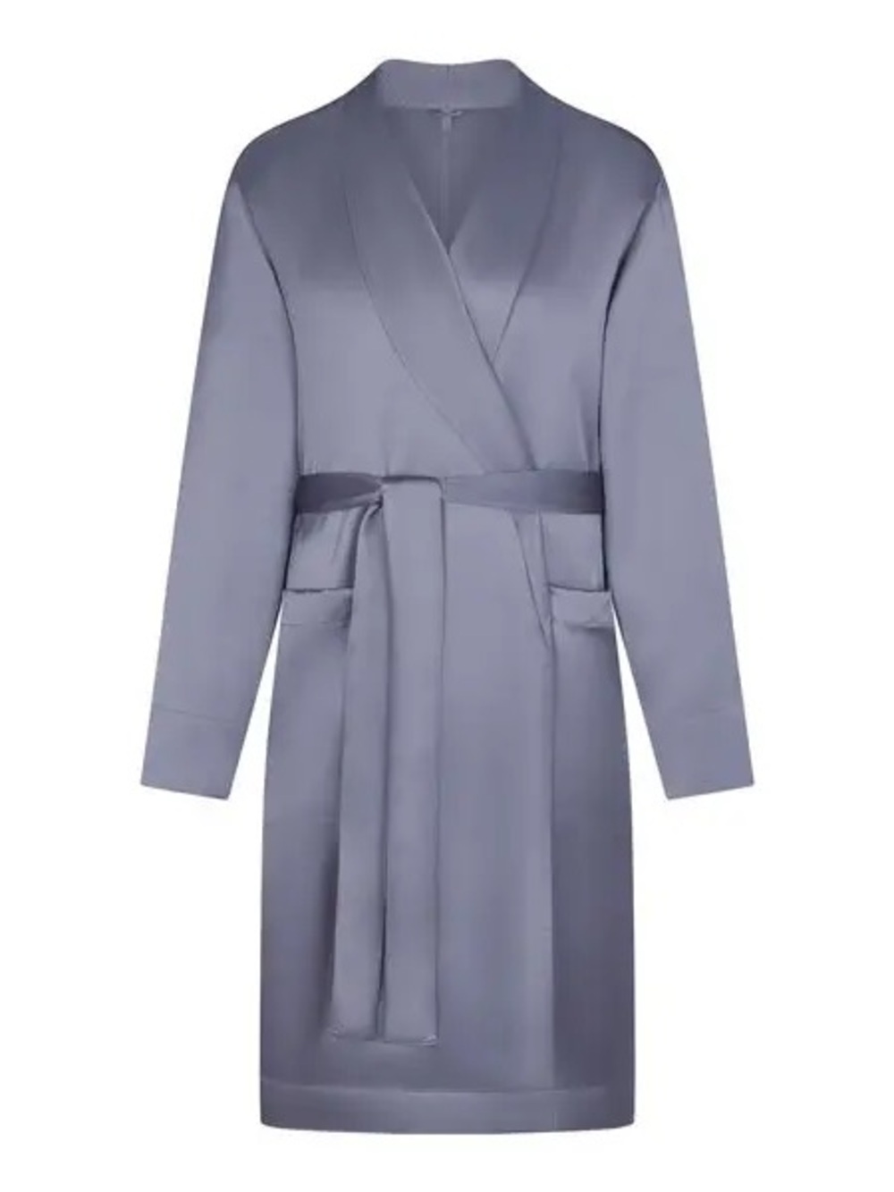 SKIMS Sateen Sleep Robe Slate Gray Wrap Satin Midi M